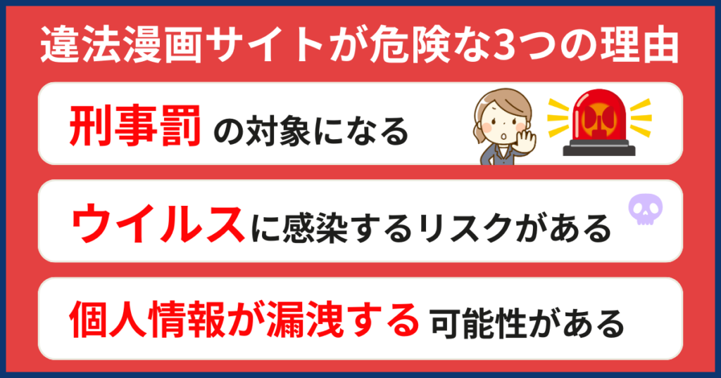 違法な無料漫画サイトを利用する3つの危険性